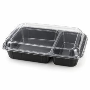 850 ml Dome Lid 2-Compartment Rectangular Container