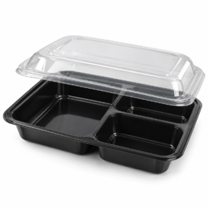 Dome Lid 3-Compartment Rectangular Container