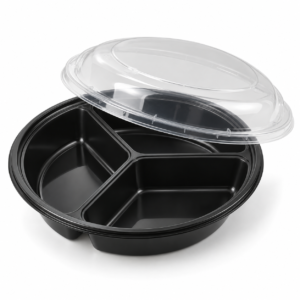 32 oz Dome Lid 3-Compartment Round Container