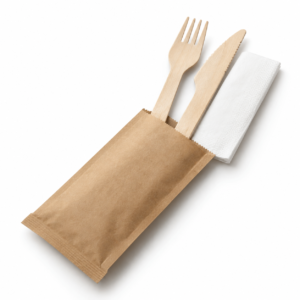 Wooden Cutlery Combo Kit 3-Piece - Fork, Knife, Napkin