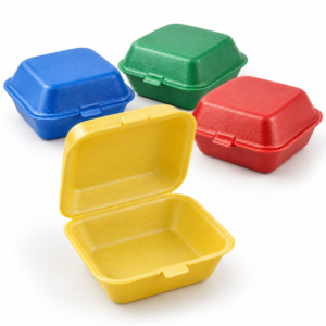 Color Foam Burger Boxes - Blue, Green, Red or Yellow