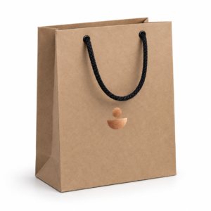 Hot Stamped Recycled Kraft Paper Bag with PP Rope Handle