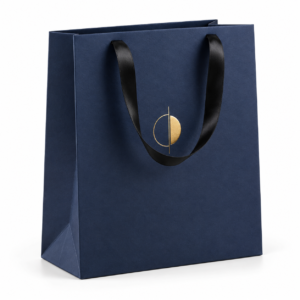 Printed Paper Bag with Hot Stamping and Satin Ribbon Handle