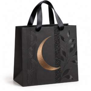 Gift Paper Bag with Hot Stamping, Glitter, Embossing and UV