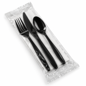 PP Black Heavy Weight Buffette Fork + Knife + Spoon + Napkin