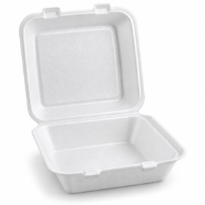 EPS Foam Hinged Container 8×8 Medium 1-Compartment 2-Tab - White - 2/100