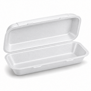 EPS Foam Hinged Container Medium Hoagie 1-Compartment - White - 1/100