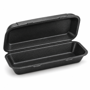 EPS Foam Hinged Container Medium Hoagie 1-Compartment - Black