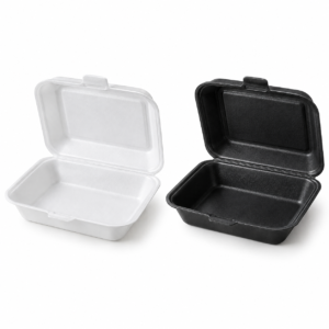 EPS Foam Hinged Container 206, 1 Compartment - Black or White