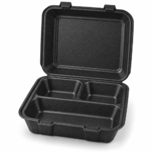 EPS Foam Hinged Container 9×9 - 3 Compartments, Black Box Pack