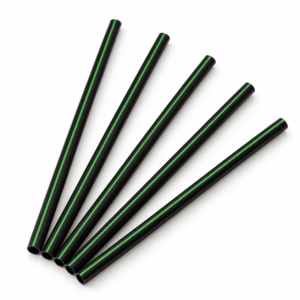 PLA Straw - 6 in 5 mm Black with Green Stripe