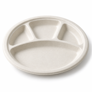 11 inch Bagasse 4-Compartment Round Plate